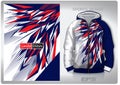 Vector sports shirt background image.Red and blue broken glass pattern design, illustration, textile background for sports long Royalty Free Stock Photo