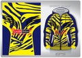 Vector sports shirt background image.Yellow blue tiger scratch marks pattern design, illustration, textile background for sports