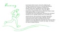 Vector sports template with a linear hand drawn running athlete. Running competition, triathlon stage. Training healthy way of