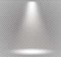 Vector spotlight. Light effect.Scene illumination, transparent effects on a plaid dark background. Royalty Free Stock Photo