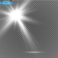 Vector Spotlights. Scene. Light Effects.Vector transparent sunlight special lens flare light effect. Sun flash with rays Royalty Free Stock Photo