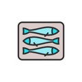 Vector sprats, fish flat color line icon.