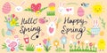 Vector spring collection of drawings by hand on the theme of Easter Royalty Free Stock Photo