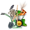 Vector Spring Concept with Garden Tools