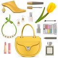 Vector Spring Female Accessories Set 3 Royalty Free Stock Photo