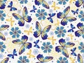 Vector spring seamless pattern with flying lacy colorful gradient butterflies Royalty Free Stock Photo