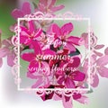 Vector Spring Summer card with pink flowers