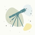 Vector spyglass icon for astronomy. Vector icon telescope on multicolored background