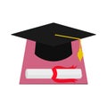 Vector square academic cap and diploma graduation