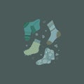 Vector square card with warm socks in blue colors. Postcard with knitted clothes. Image with stockings and golfs Royalty Free Stock Photo