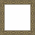 Vector square European gold and black ornament. Royalty Free Stock Photo