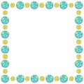 Vector square frame, border from the Earth and the Moon in doodle flat style. Bright background, decoration Royalty Free Stock Photo