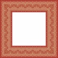 Vector square gold with red border, frame, Pompeii. Rectangle Neopolitan ornament. Royalty Free Stock Photo