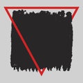 Vector square grunge black painted blot in red triangular frame Royalty Free Stock Photo