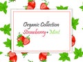 Vector square label, strawberry and mint jam or juice