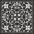 Vector square monochrome classical ornament. Tiles with European classical ornament