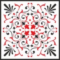 Vector square red classic ornament. A square with a black pattern.