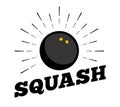 Vector squash sport ball logo icon sun burtst print hand drawn vintage line art