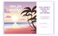 Vector squeeze page design template with beautiful flat ocean landscape illustration and email text box.