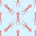 Vector squid cartoon illustration seamless pattern background