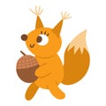 Vector squirrel carrying acorn.