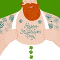 Vector St.Patrick's cartoon illustration of mighty male chest Royalty Free Stock Photo