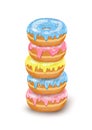 Vector stack of Donut isometric icons with colorful glaze, sugar icing. Royalty Free Stock Photo