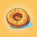 Vector of a stack of donuts on a yellow background