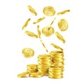 Vector stack of gold coins and falling metal money Royalty Free Stock Photo