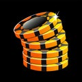 Vector stack of golden-black casino chips