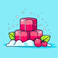 Vector of a stack of pink cubes on a snowy background