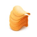 Vector Stack of Potato Crispy Chips Close up on White Background