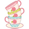 Vector Stack of Tea Cups. Vector Tea Cups Royalty Free Stock Photo