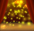 Vector Stage Background, Magical Light Spots, Shine Effect, Theater Curtains.