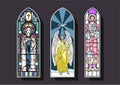 Vector Stained Glass Window Set Royalty Free Stock Photo