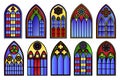 Vector stained glass windows set