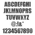 Vector stamp all Letters and numbers. Grunge texture. Vintage elements. Vector illustration. Dirty Letter Font. Distress alphabet.