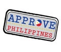 Vector Stamp for Approve logo with Filipino Flag in the shape of O and text Philippines