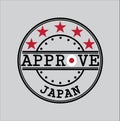 Vector Stamp for Approve logo with Japan Flag in the shape of O and text Japan Royalty Free Stock Photo