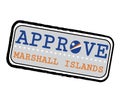 Vector Stamp for Approve logo with Marshall Flag in the shape of O and text Marshall Islands