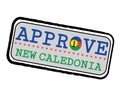 Vector Stamp for Approve logo with New Caledonia Flag in the shape of O and text New Caledonia Royalty Free Stock Photo