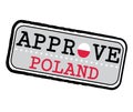 Vector Stamp for Approve logo with Polska Flag in the shape of O and text Poland