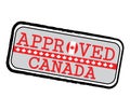 Vector Stamp of Approved logo with Canadaian Flag in the shape of O and text Canada Royalty Free Stock Photo