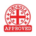 Vector Stamp of Approved logo with Georgia Flag in the round shape on the center Royalty Free Stock Photo