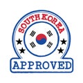 Vector Stamp of Approved logo with South Korea Flag in the round shape on the center