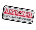 Vector Stamp of Approved logo with Trinidadian Flag in the shape of O and text Trinidad and Tobago