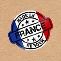 Vector stamp with flag of the France. Lettering Made in France Royalty Free Stock Photo