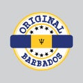 Vector Stamp of Original logo with text Barbados and Tying in the middle with nation Flag