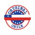 Vector Stamp of Original logo with text Chile and Tying in the middle with nation Flag Royalty Free Stock Photo