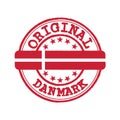 Vector Stamp of Original logo with text Danmark and Tying in the middle with Denmark Flag